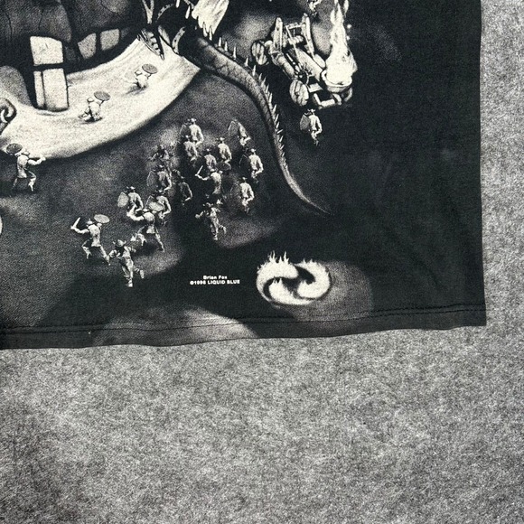 Rare Vintage 90s Liquid Blue Fantasy Dragon Knight AOP T Shirt Mens XL - Picture 4 of 16